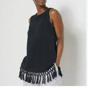 Jason Wu black Sleeveless Sweater Fringe size 4X‎